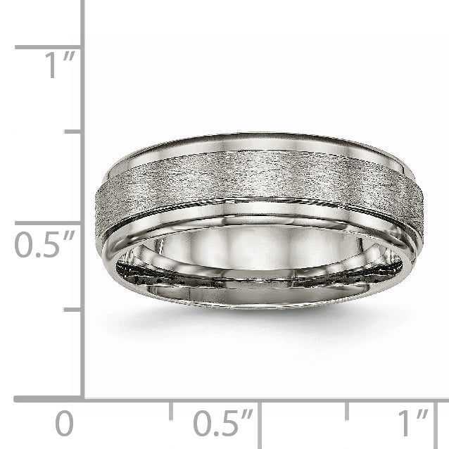 Ridged Edge Comfort-Fit Wedding Band in Titanium, 7mm