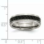 Black Enamel Braid Wedding Band in Titanium, 6mm