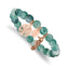 Stainless Steel Antiqued and Polished Rose IP-plated Seahorse and Tree of Life 8mm Green Dyed Jade Beaded Stretch Bracelet for Women