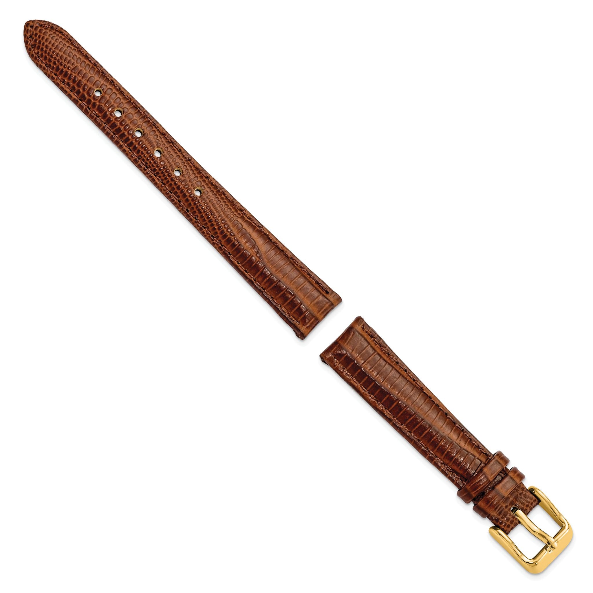 Havana Teju Lizard-Grain Leather Watch Band in Brown, 16mm Secondary image