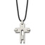 Titanium Men's Polished Cross Leather Necklace Gift Ready 18 Inch