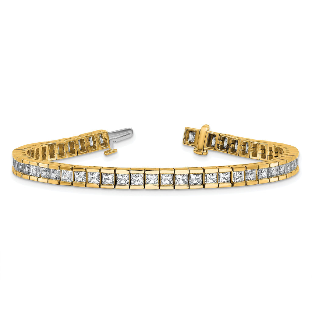 14k 10 carat Lab Grown Diamond VS+ F+ Complete Princess Bezel Set Tennis Bracelet
