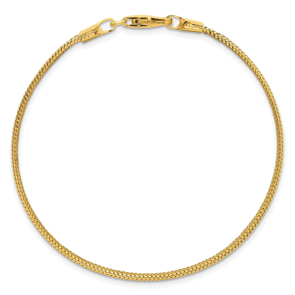 14k Polished 6.1mm Woven Mesh 7.5 inch Bracelet