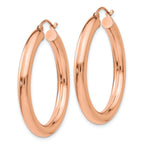 14k Rose Gold Polished 4mm Tube Hoop Earrings