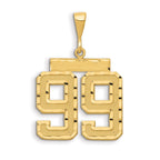 Large Number 99 Charm in 14K Yellow Gold, Brushed & Diamond-Cut - Sophia Jewelers