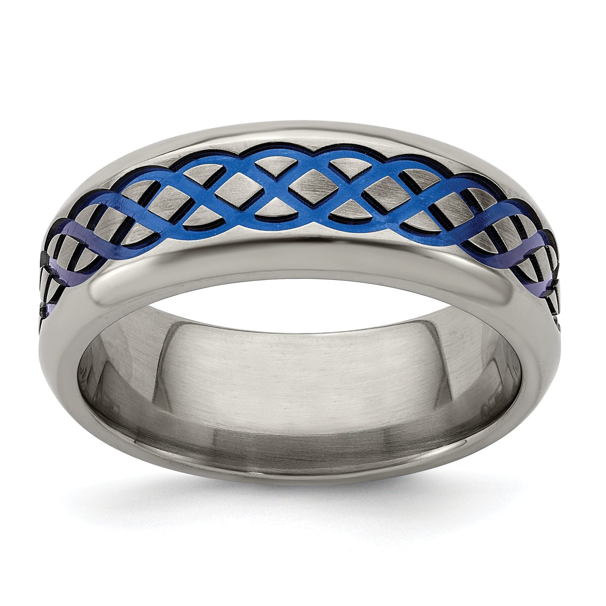 Edward Mirell Titanium Blue Anodized 8mm Wedding Band  Engravable Elegance Main image
