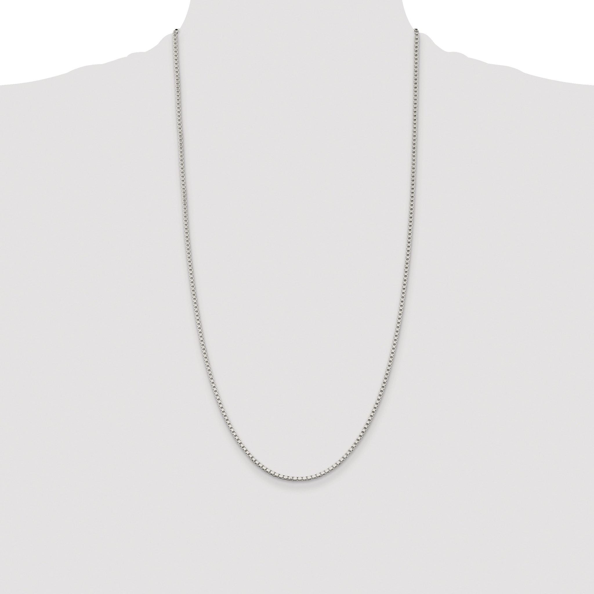 Sterling Silver Rhodium-plated 2mm Box Chain