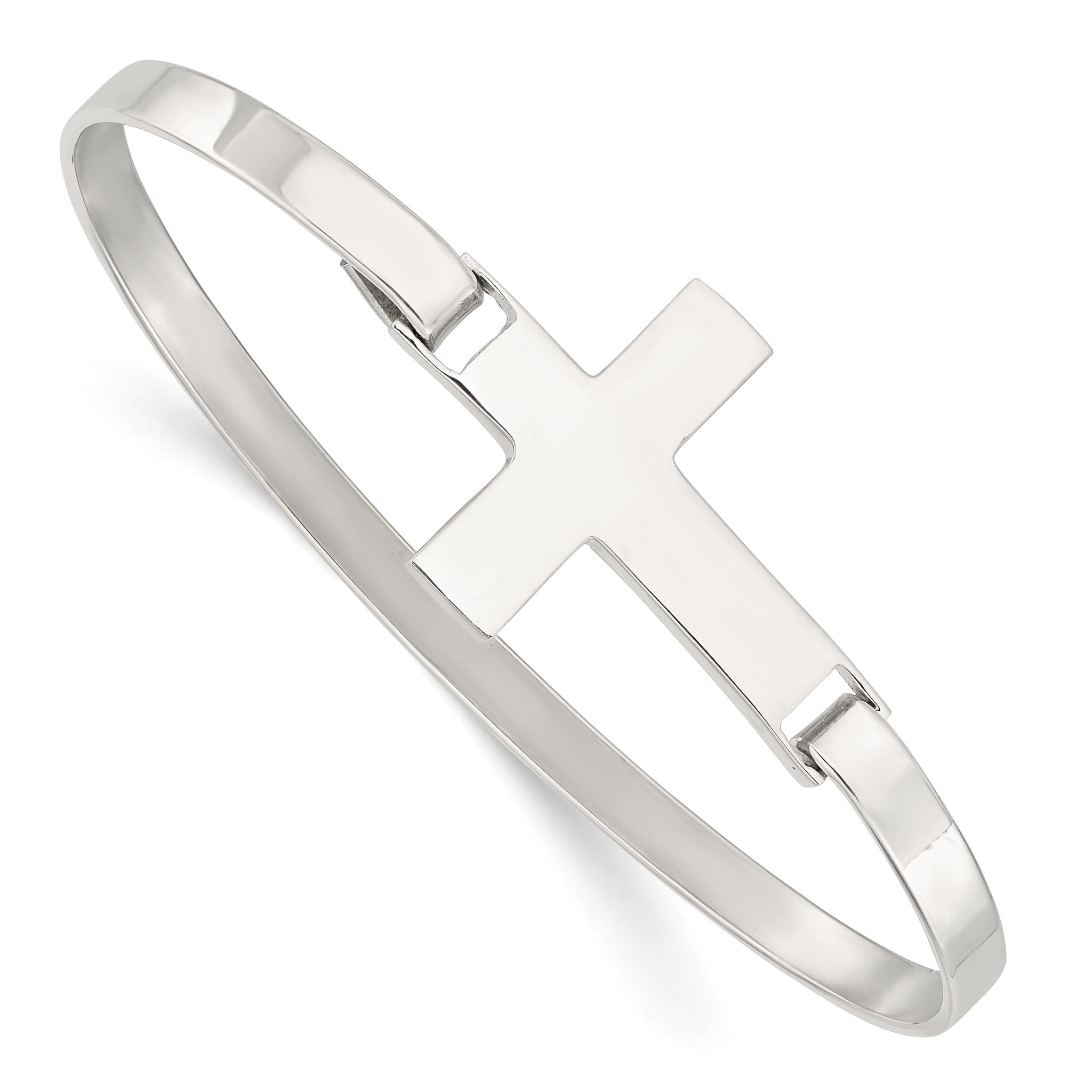 Sophia Jewelers Sterling Silver 925 Polished CroSterling Silver Bangle Elegant Handmade Design