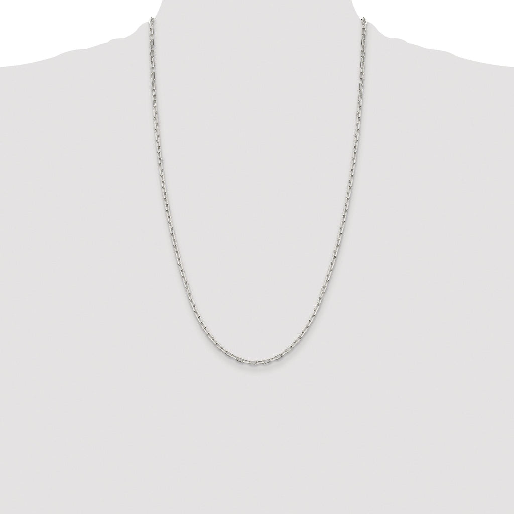 Elongated Open Link Chain Necklace in Sterling Silver, 2.75mm