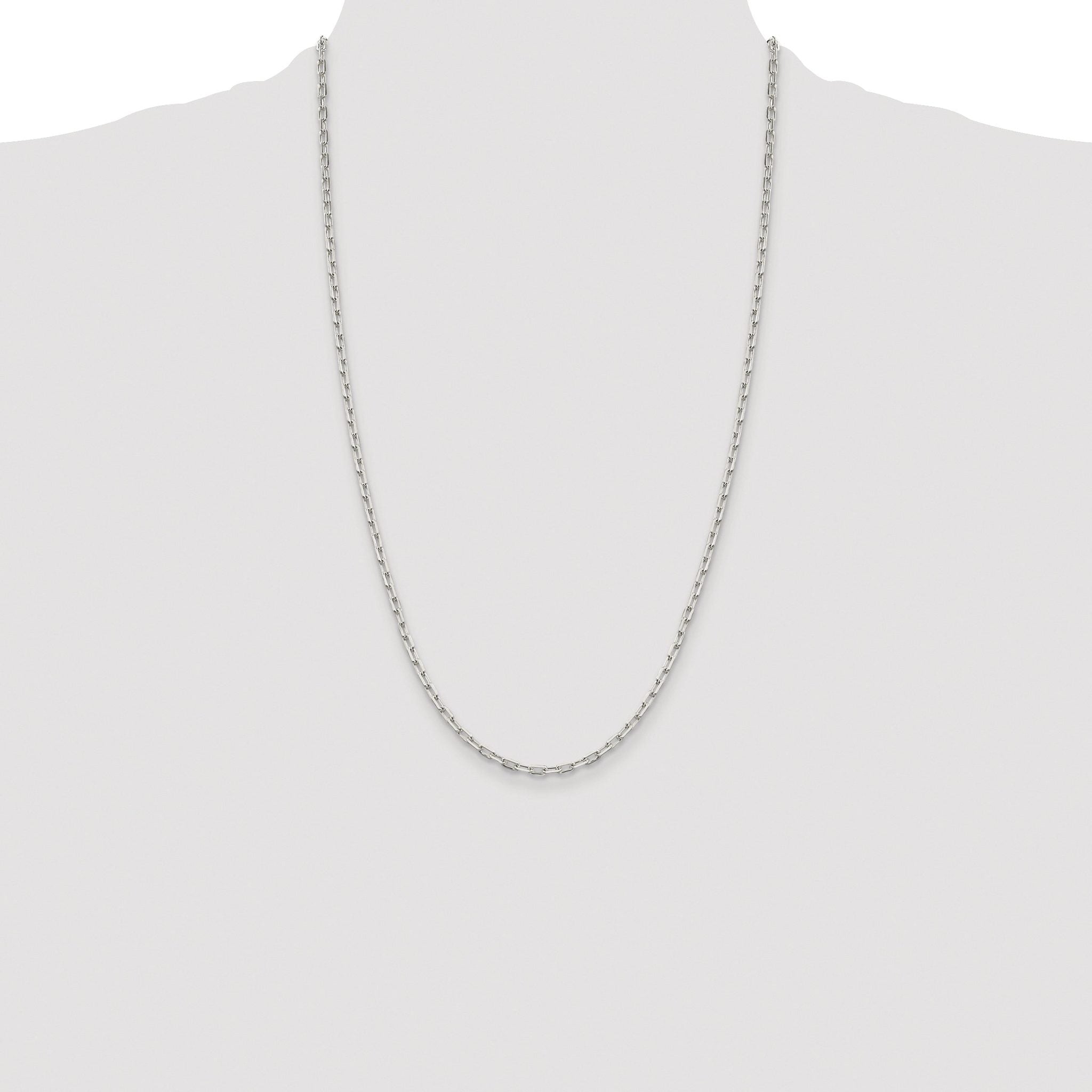 Elongated Open Link Chain Necklace in Sterling Silver, 2.75mm