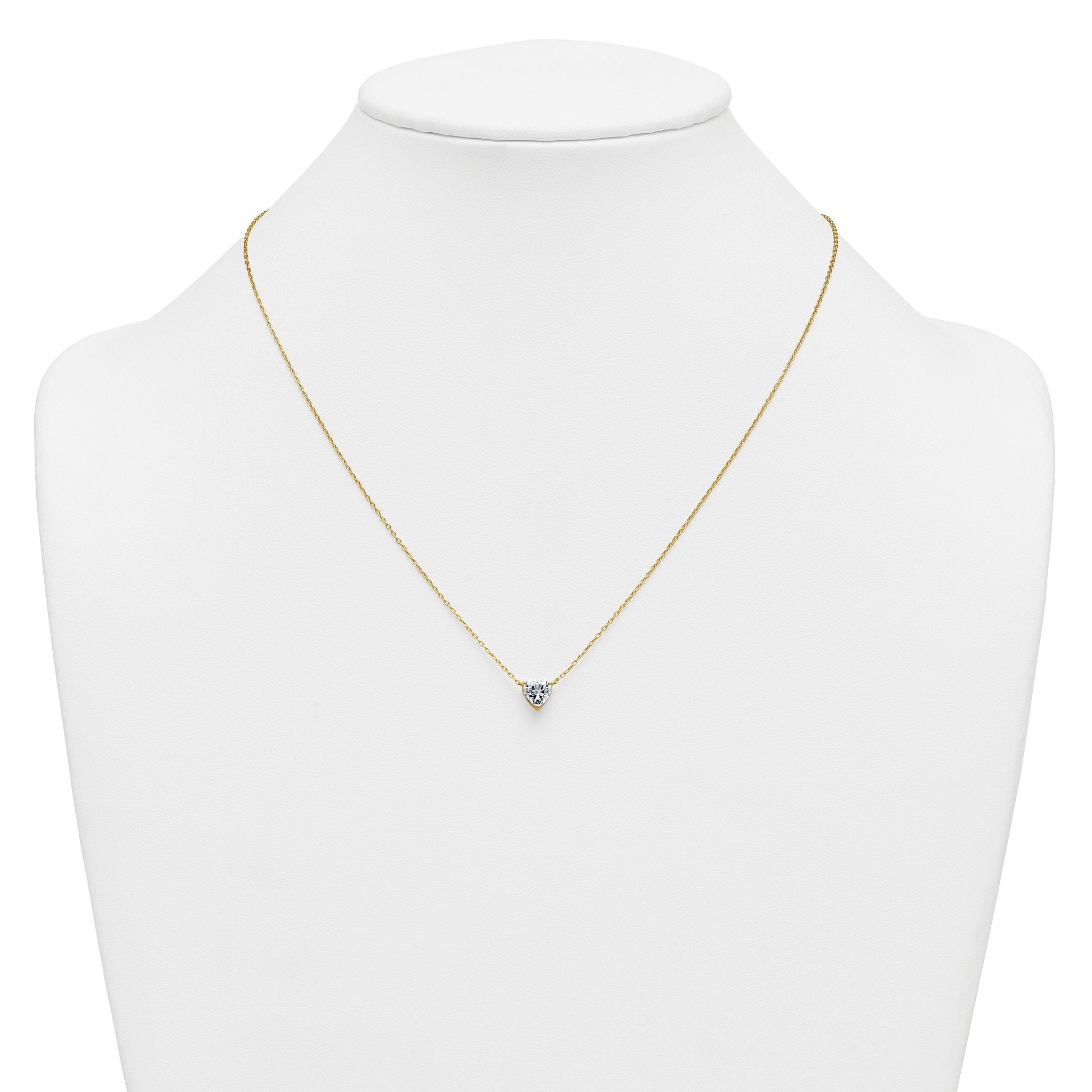 14k 1 carat Lab Grown Diamond VS+ F+ Heart Complete 18 inch Four Prong Pendant Necklace