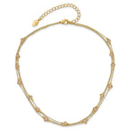 1928 Jewelry Gold-tone Link Light Colorado Faceted Acrylic Beads Three Strand With  3 inch extension Necklace