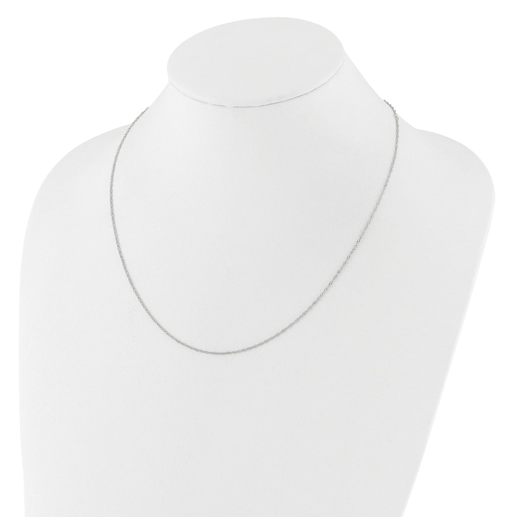 14 Karat White Gold  1.25mm Singapore 18in+2in Adjustable Chain