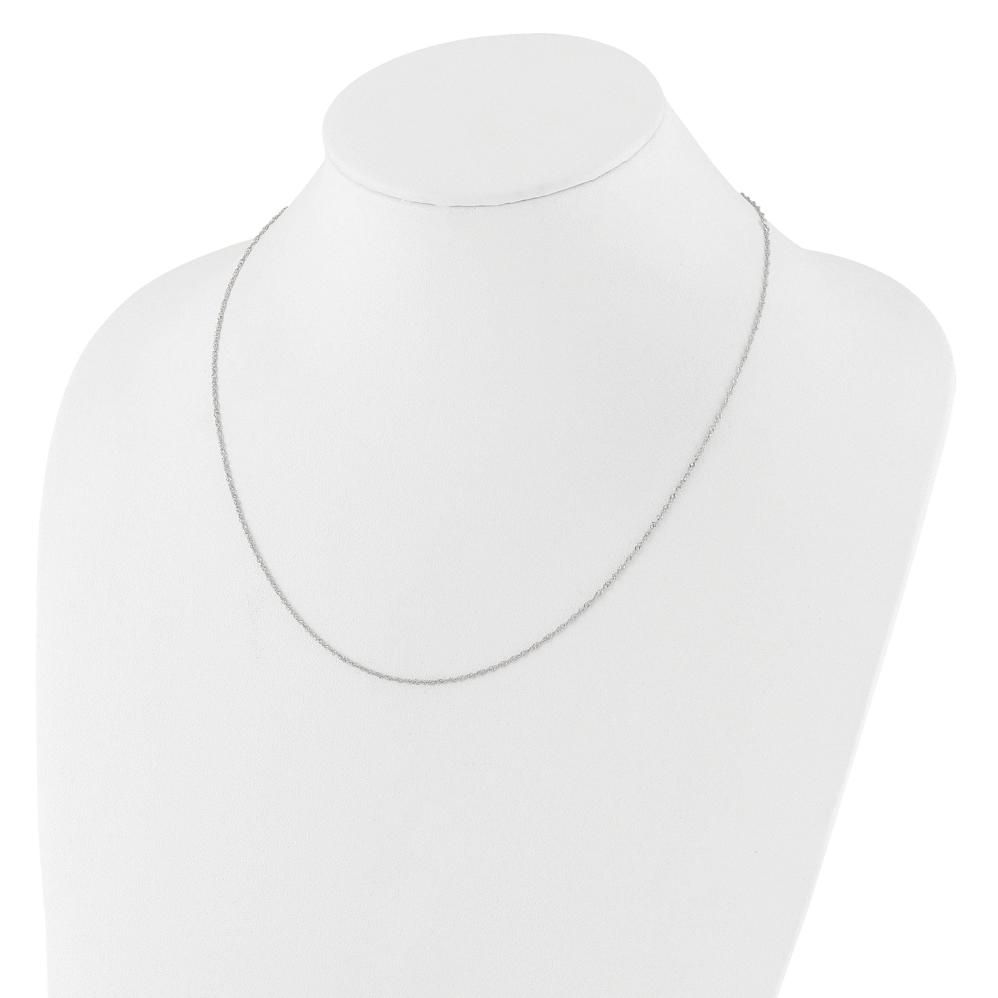14 Karat White Gold  1.25mm Singapore 18in+2in Adjustable Chain