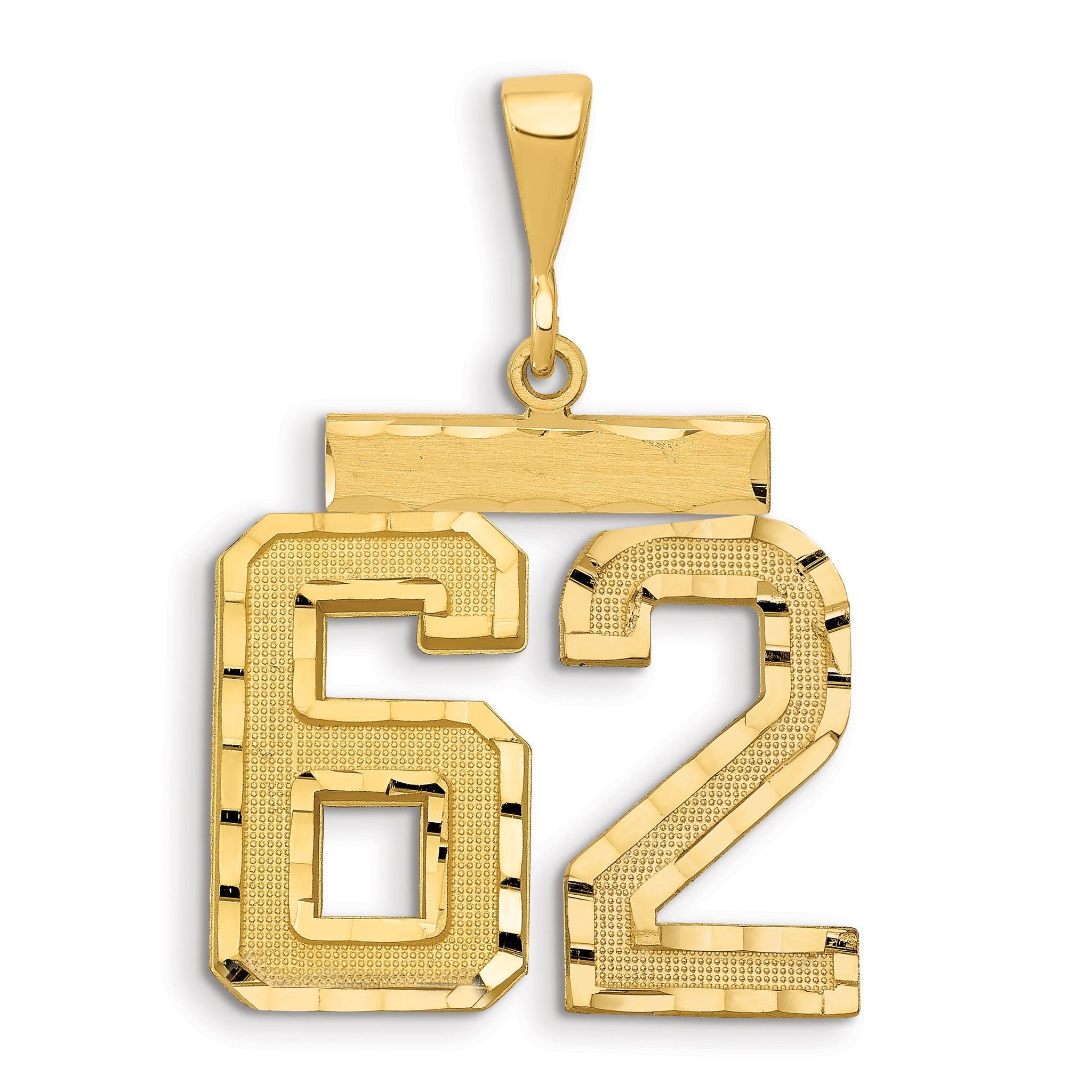 14K Small Diamond-cut Number 62 Charm