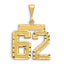 14K Small Diamond-cut Number 62 Charm
