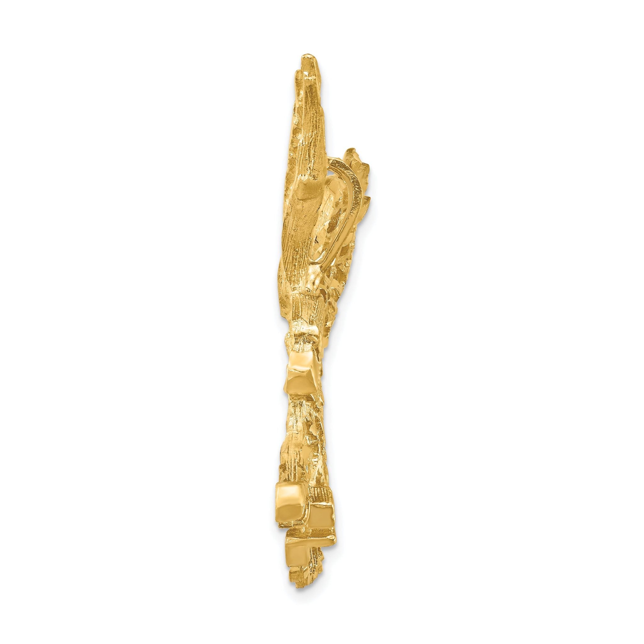 14K Gold Men's Large Eagle Charm with Polished Textured Finish