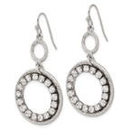 Crystal Circle Dangle Earrings in Silver-Tone