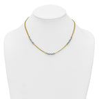 14K Two-Tone Polished 4.8mm Fancy Oval Link and Double Strand Chain 17 inch Necklace Plus 2 inch Extender