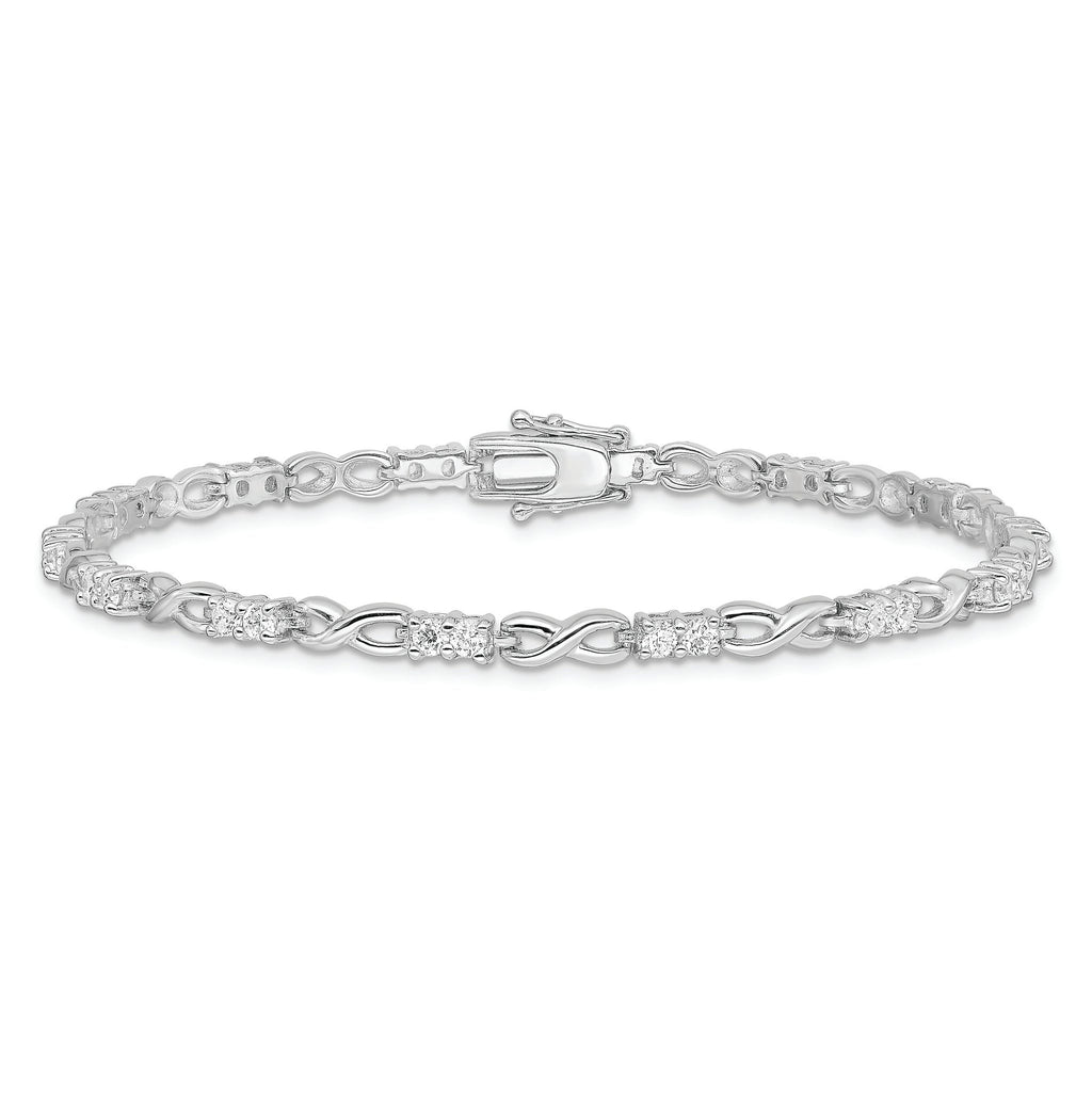 Sterling Silver Rhodium-plated CZ Infinity Bracelet