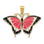 14K Gold Enameled Butterfly Pendant with Multi-Colored Accents Polished Finish