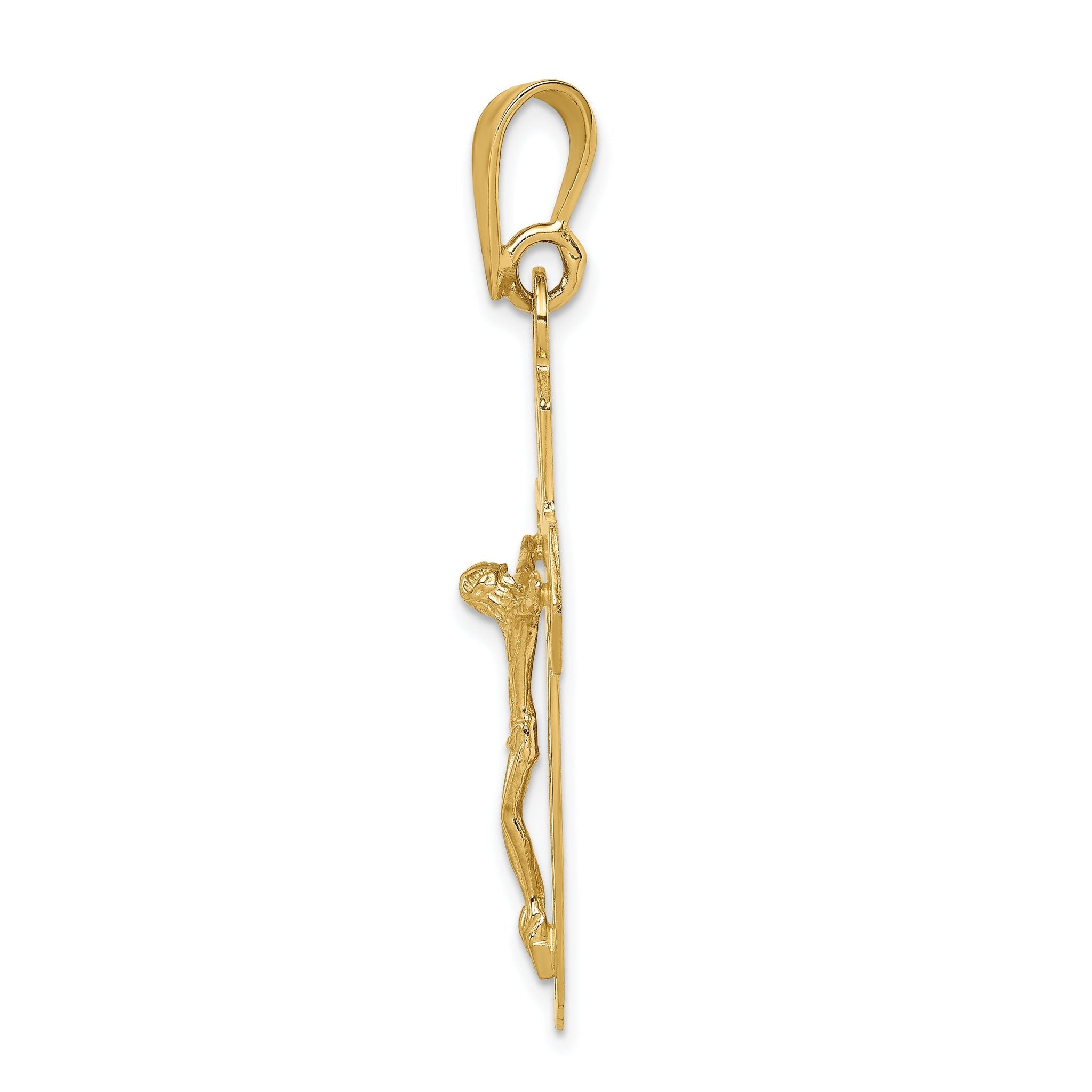 14K Yellow Gold Polished Crucifix Pendant Casted Solid Design 47mm Secondary image