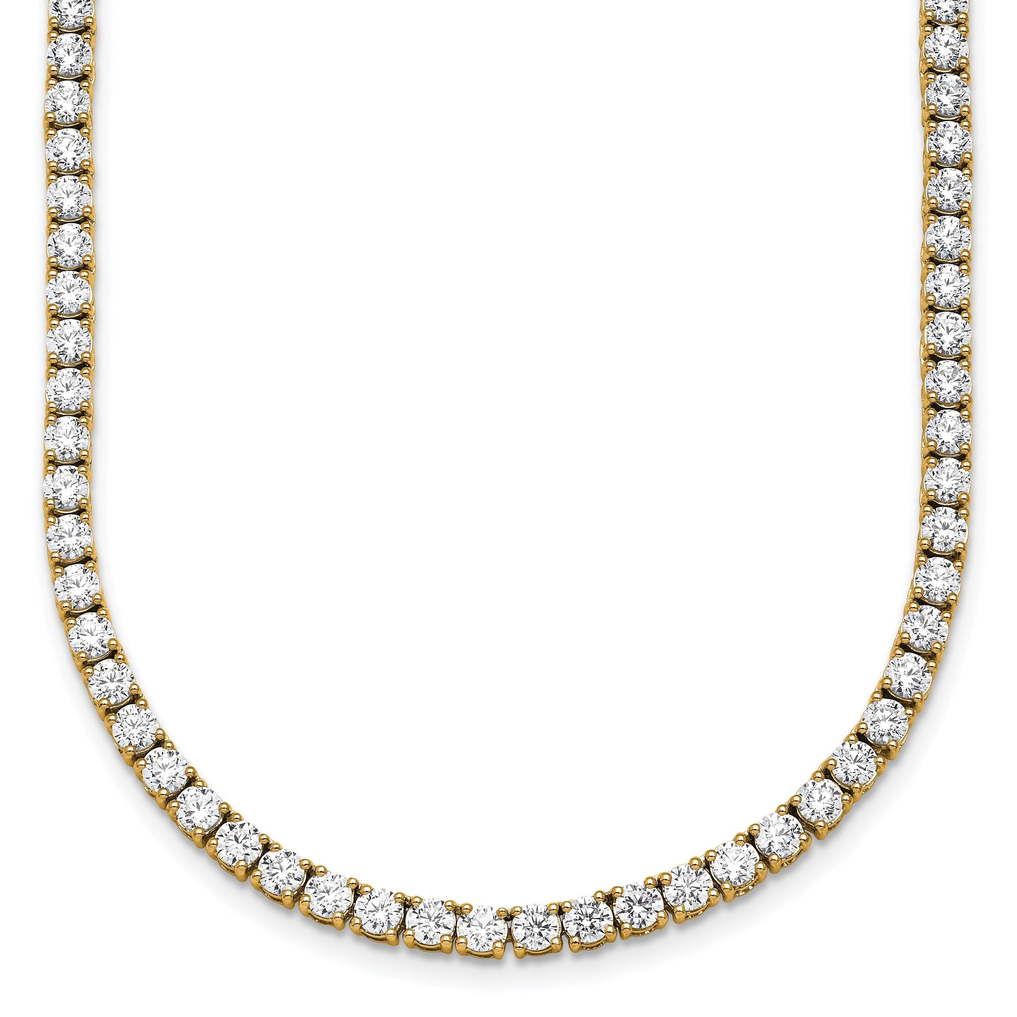 14k 15 carat Lab Grown Diamond VS/SI+ G+ Complete Round 20 inch Straight Tennis Necklace