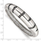 Stainless Steel Brushed Black Crystal Hinged Bangle Bracelet for Women