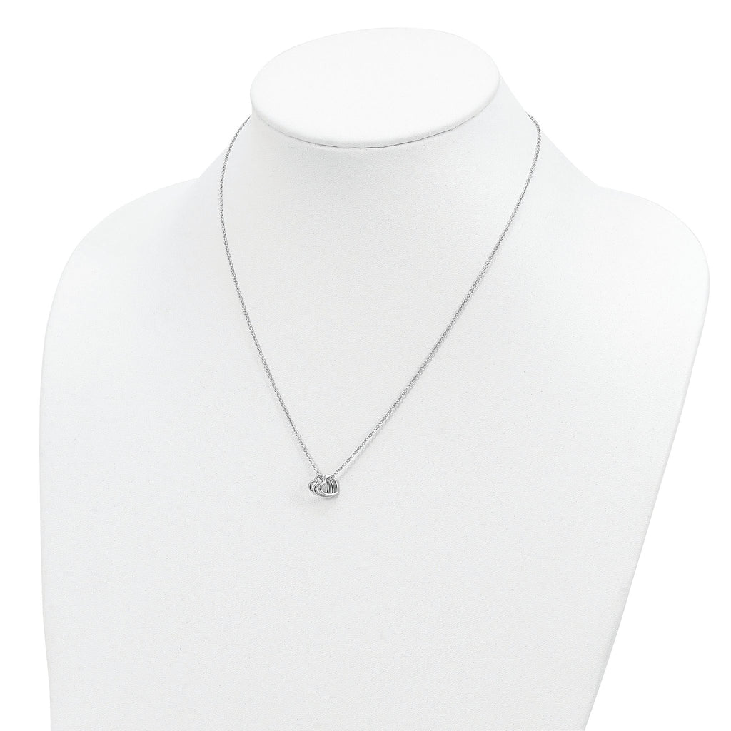 Sterling Silver Rhodium-plated 18in Hearts Necklace
