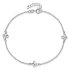 Sterling Silver Butterflies 9 inch Plus 1 inch Extender - Total 10 inch Anklet