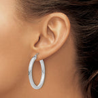 14k White Gold 3mm Polished Square Tube Hoop Earrings