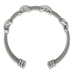 Stainless Steel Polished Cable X Design Cuff Bangle Bracelet for Women