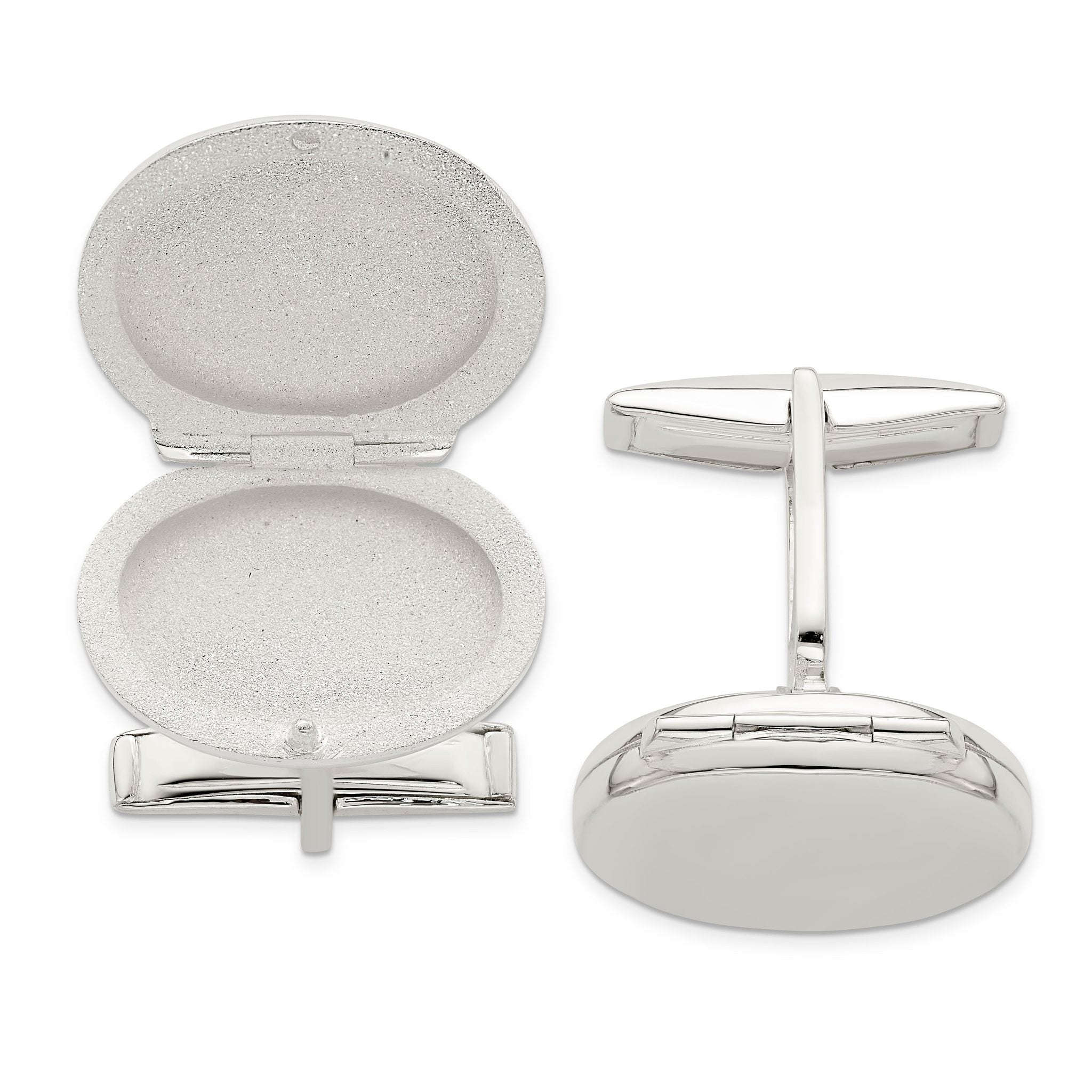 Sterling Silver Oval Locket Cuff Links