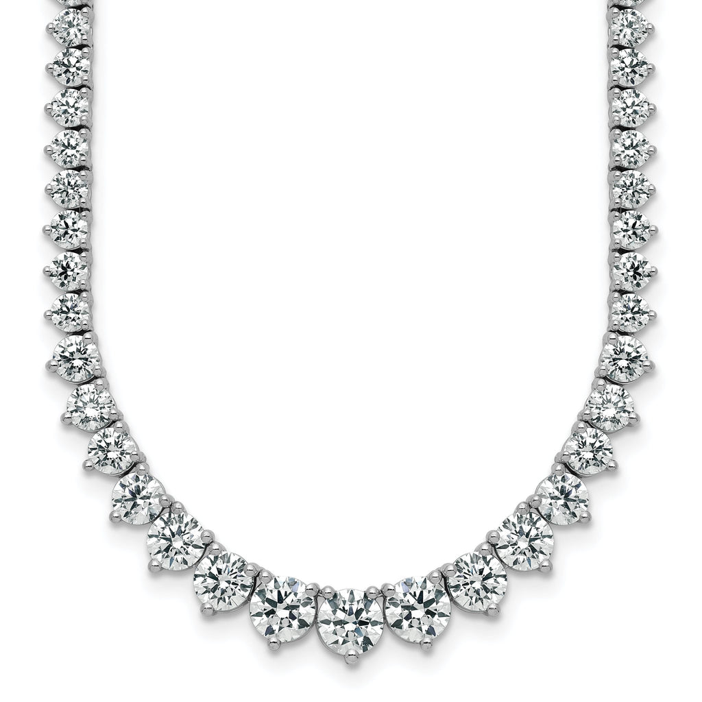 14k White Gold 16 1/3 carat Certified Lab Grown Diamond VS+ F+ Complete Round 18 inch Graduated Tennis Necklace
