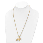 Chisel Stainless Steel Polished Yellow IP-plated Lion Pendant on a 24 inch Curb Chain Necklace