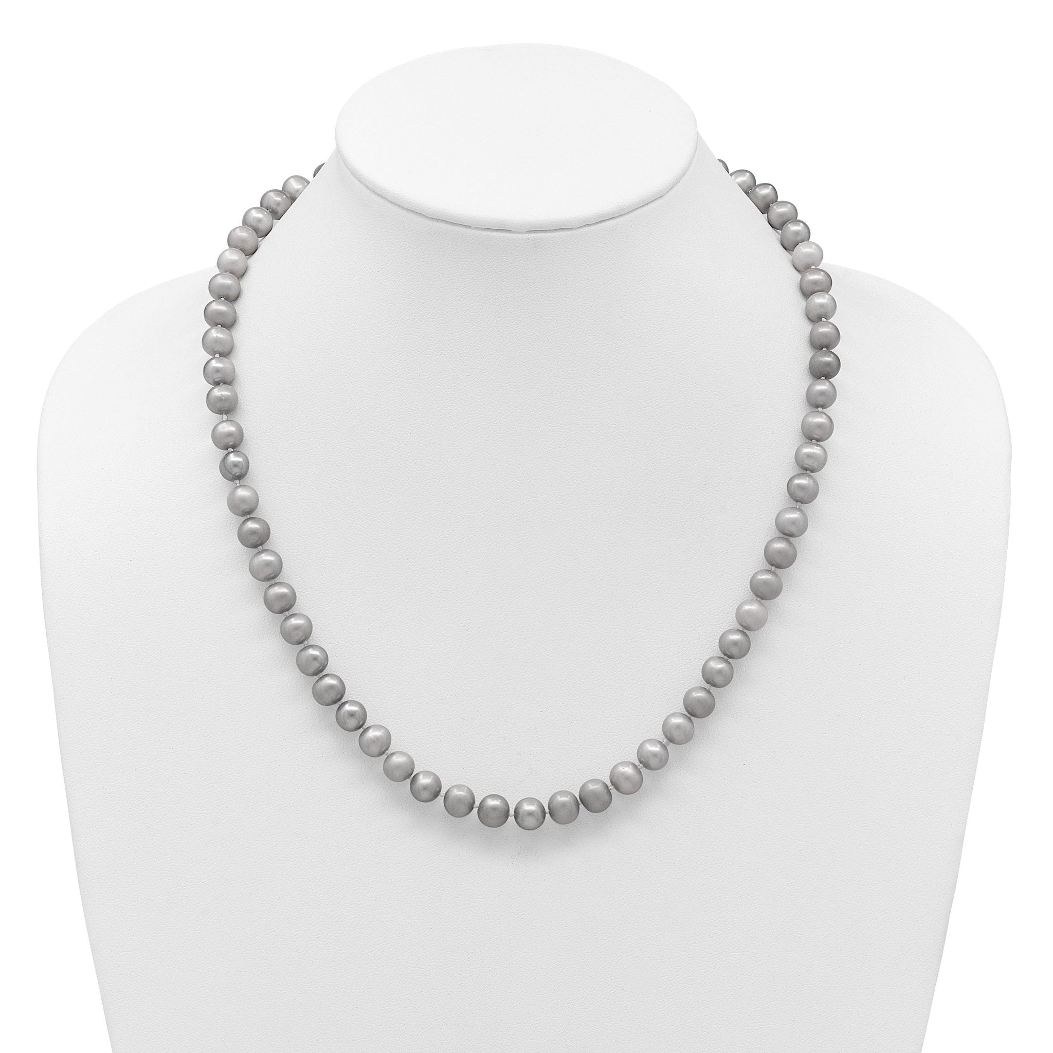 14K 7-8mm Grey Near Round Freshwater Cultured Pearl 20 inch Necklace