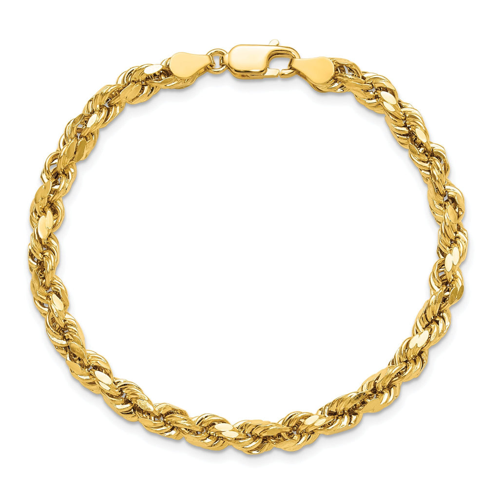 14K 7 inch 4.9mm Semi Solid Diamond-cut Rope with Lobster Clasp Chain