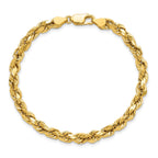 14K 7 inch 4.9mm Semi Solid Diamond-cut Rope with Lobster Clasp Chain