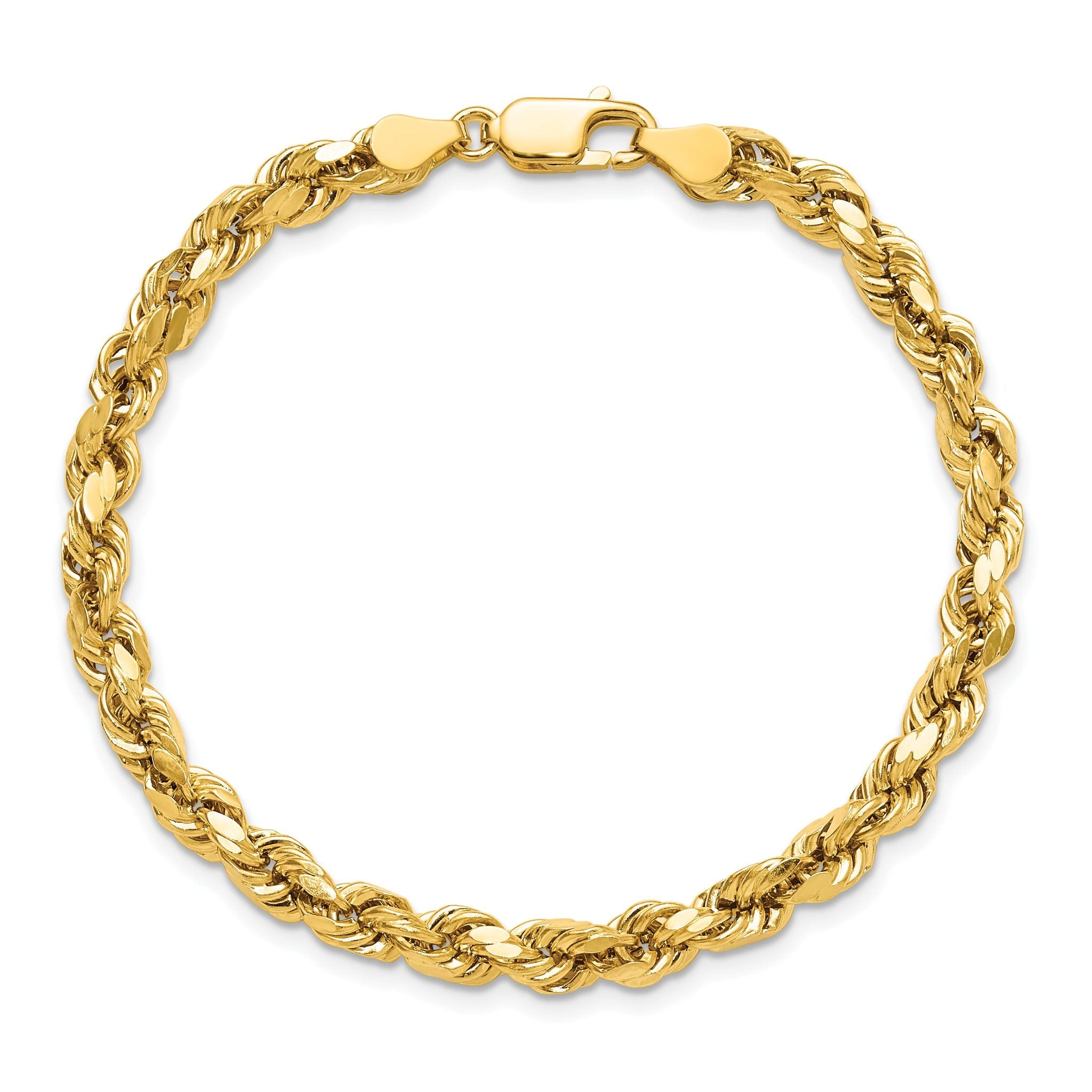 14K 7 inch 4.9mm Semi Solid Diamond-cut Rope with Lobster Clasp Chain