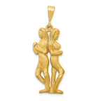 14K Gold Satin Diamond-Cut Gemini Zodiac Charm  Elegant and Themed Design