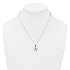 Sterling Silver Rhodium-plated Polished and Oxidized Filigree Starfish 18 Inch Necklace