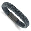 Stainless Steel Brushed Grey Braided Leather Bracelet for Men