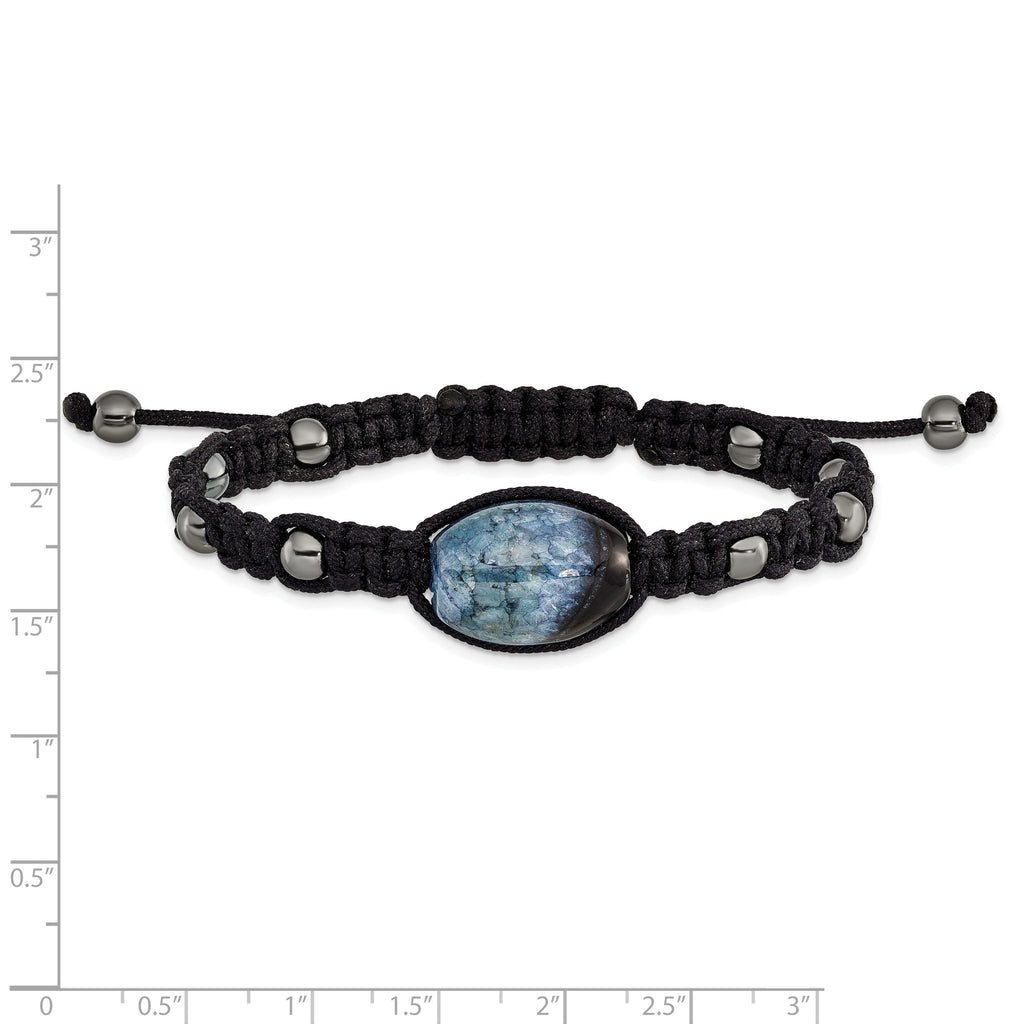 12x18mm Amethyst Crystal Agate With 5mm Hematite Cord Adjustable Bracelet