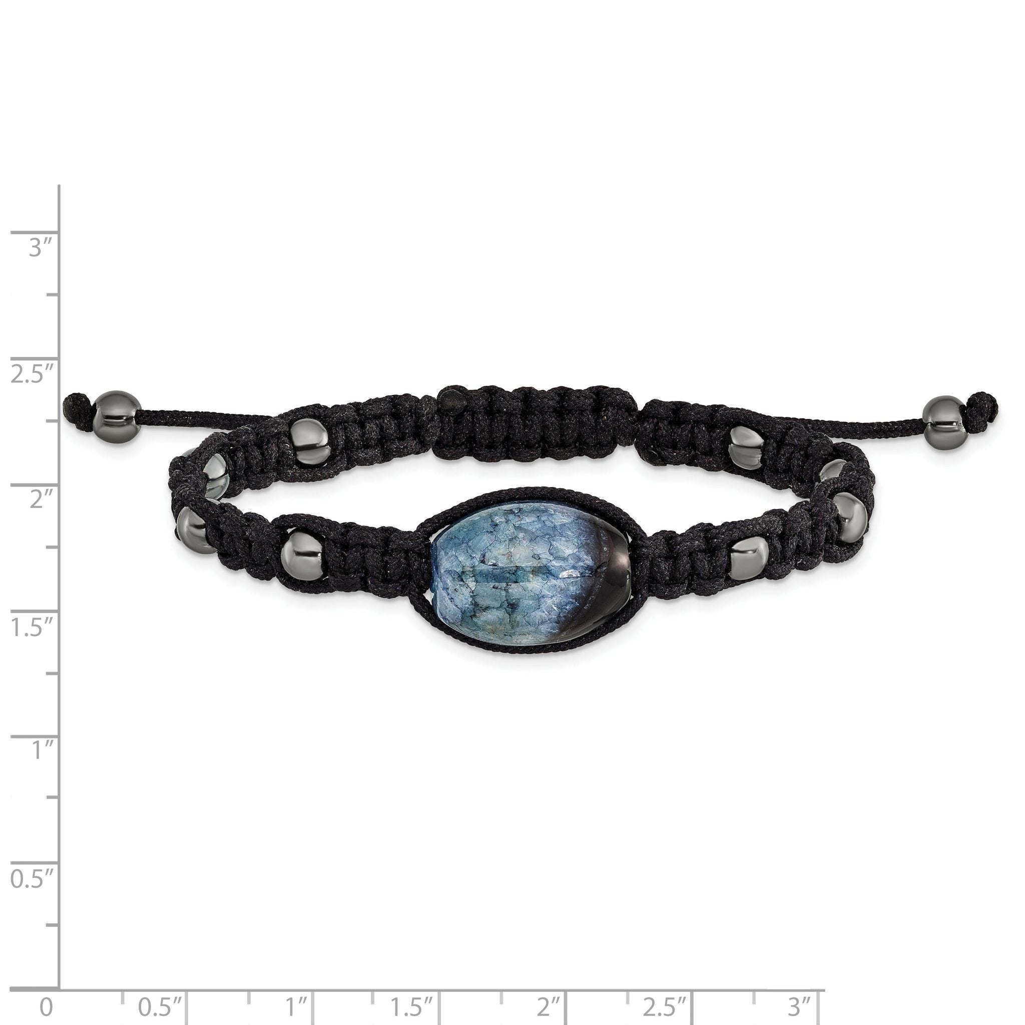 12x18mm Amethyst Crystal Agate With 5mm Hematite Cord Adjustable Bracelet
