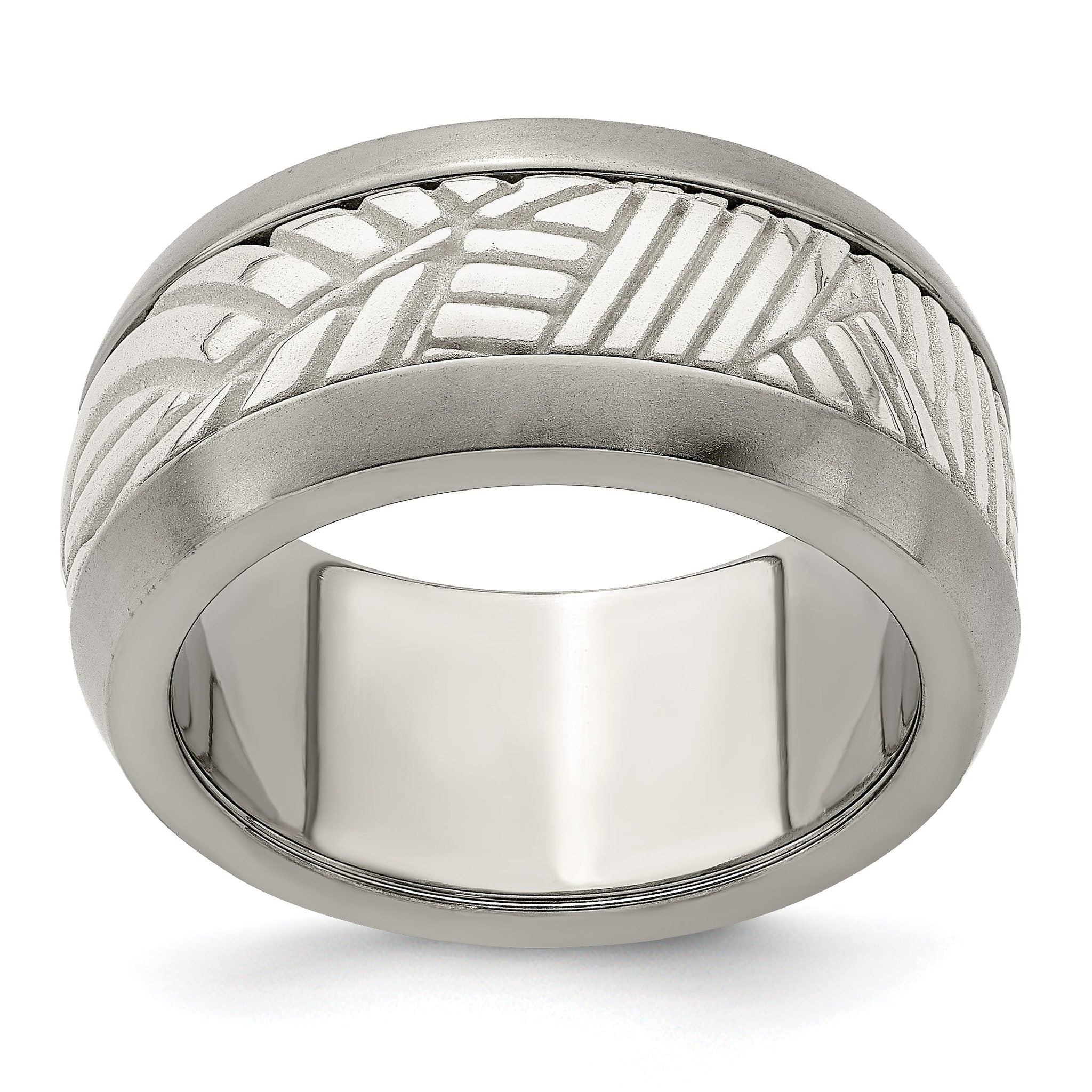 Leaf Inlay Wedding Band in Titanium & Sterling Silver, 11mm Main image