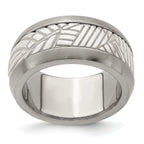 Leaf Inlay Wedding Band in Titanium & Sterling Silver, 11mm