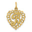 14K Gold Heart Letter B Charm with Diamond-Cut Sandblasted Finish Elegant and Timeless Design