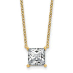 14k 3 carat Certified Lab Grown Diamond VS+ F+ Princess Complete Four Prong 18 inch Pendant Necklace