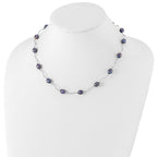 Sophia Jewelers Sterling Silver Pearl Necklace with Black Cultured Freshwater Pearls