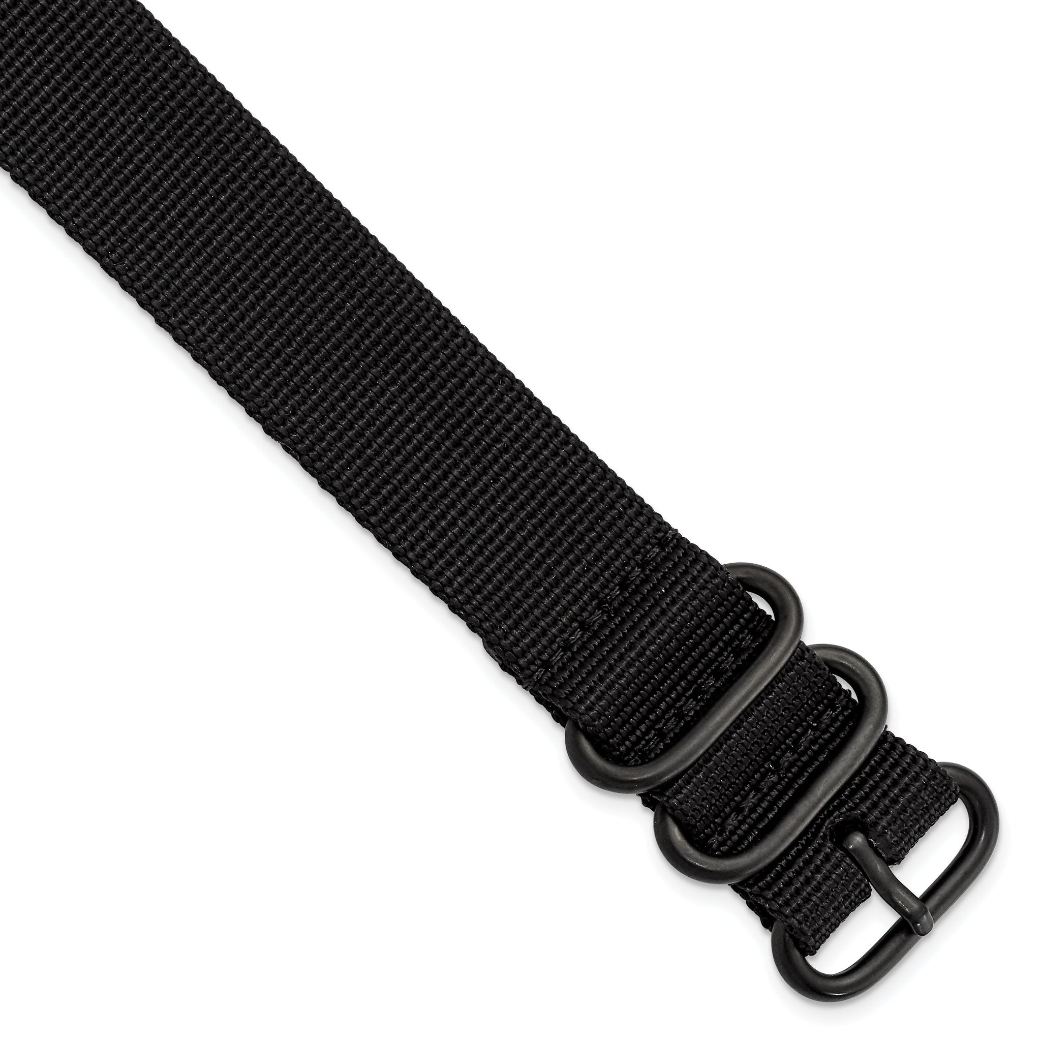 Military Ballistic Watch Band in Black G10 Nylon, 22mm